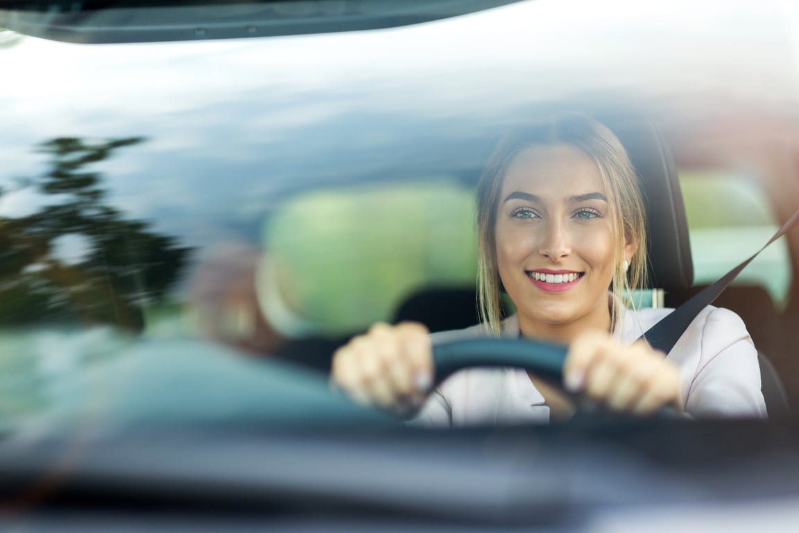 Woman driving a car